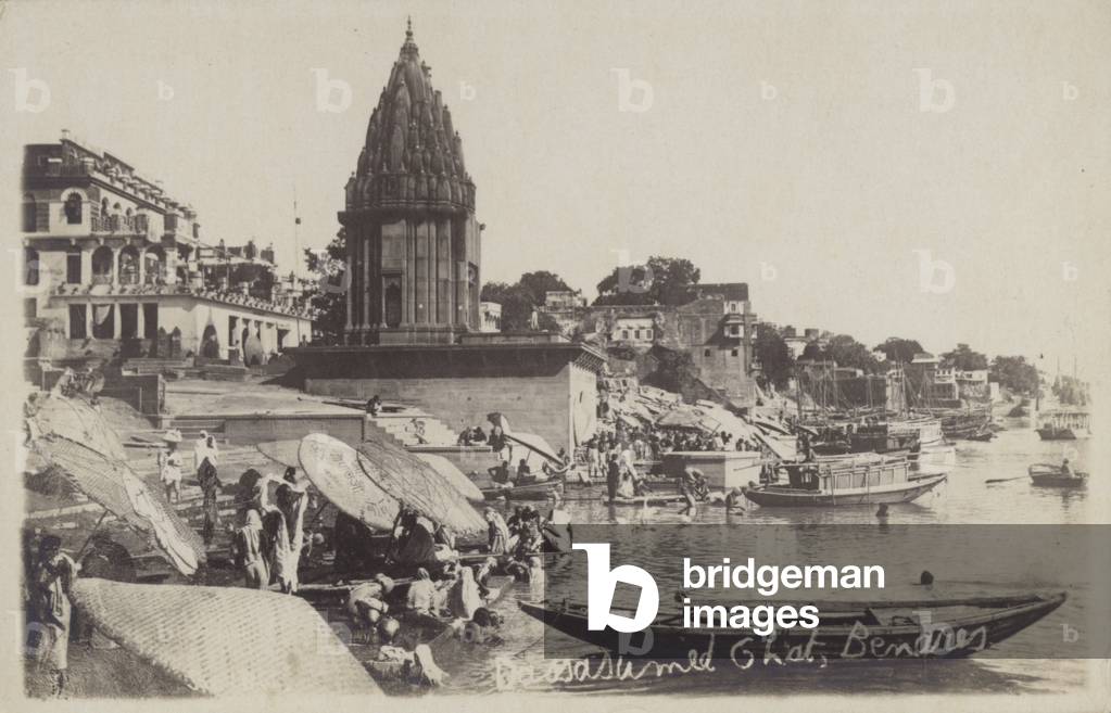 Dassasumed Ghat, Benares (b/w photo)