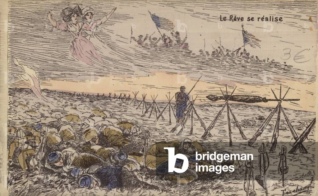 The Dream Comes True, World War I (coloured engraving)
