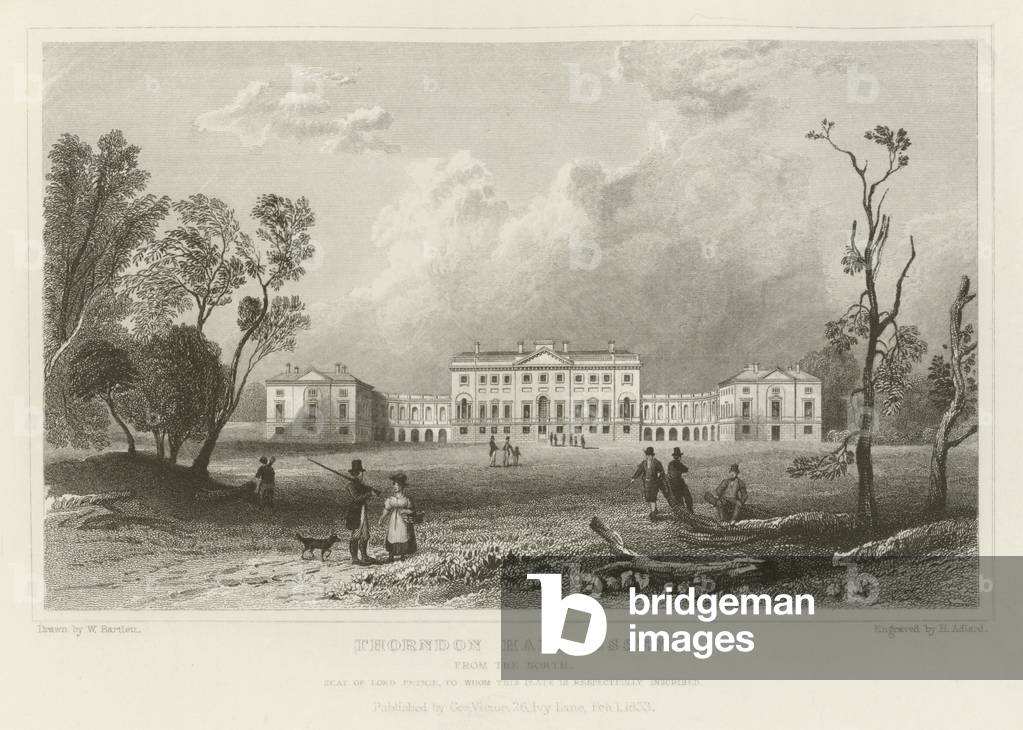 Thorndon Hall, Essex, from the North, Seat of Lord Petrie (engraving)