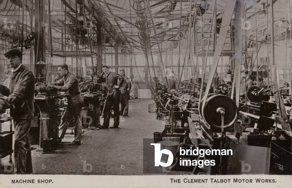 Machine shop, Clement Talbot motor works, London (b/w photo)
