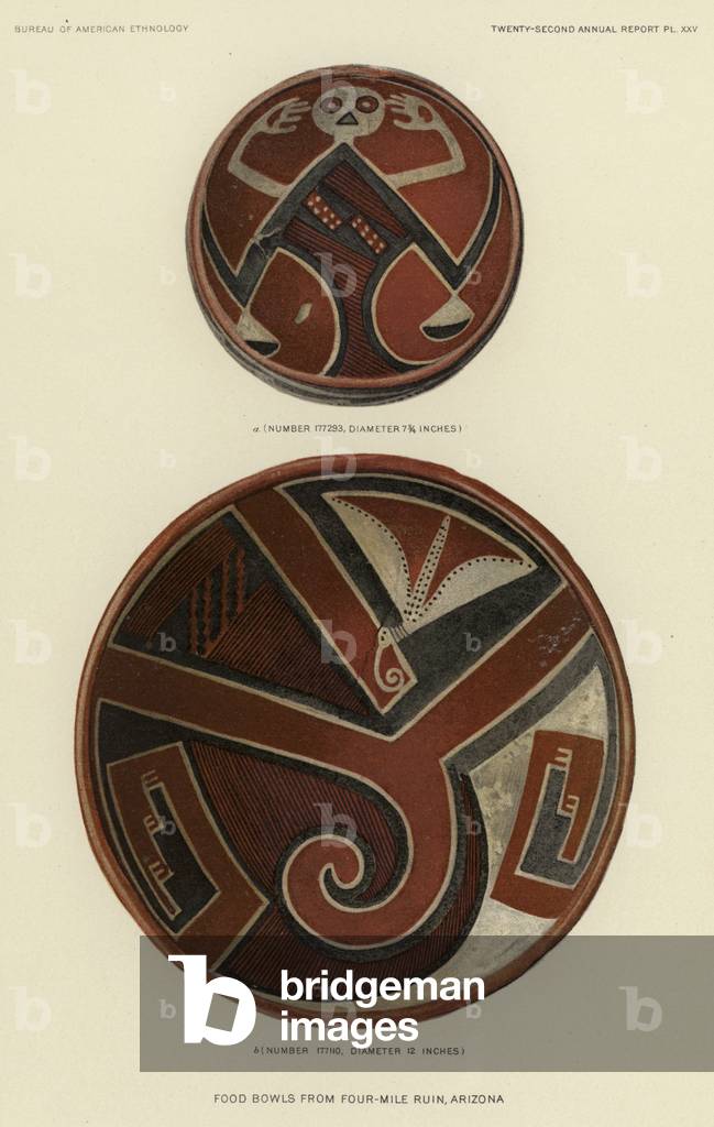 Food bowls from Four-Mile Ruin, Arizona (colour litho)