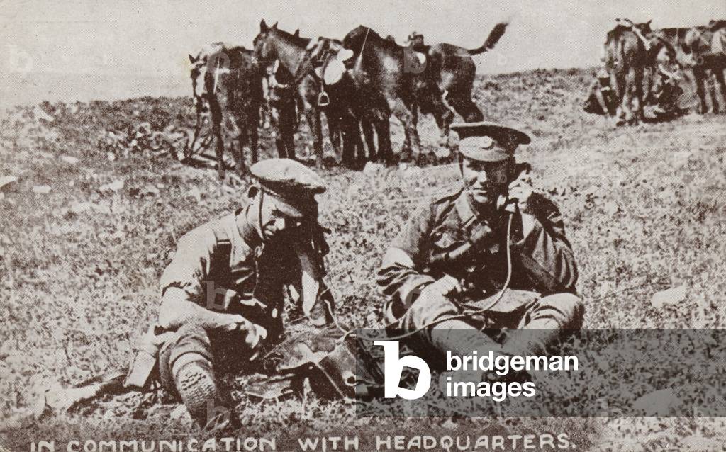 In communication with headquarters, World War I (b/w photo)