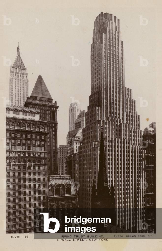 Irving Trust Building, 1 Wall Street, New York City, USA (b/w photo)