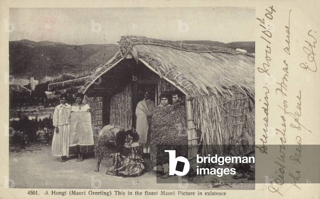 A Hongi (Maori Greeting) (b/w photo)