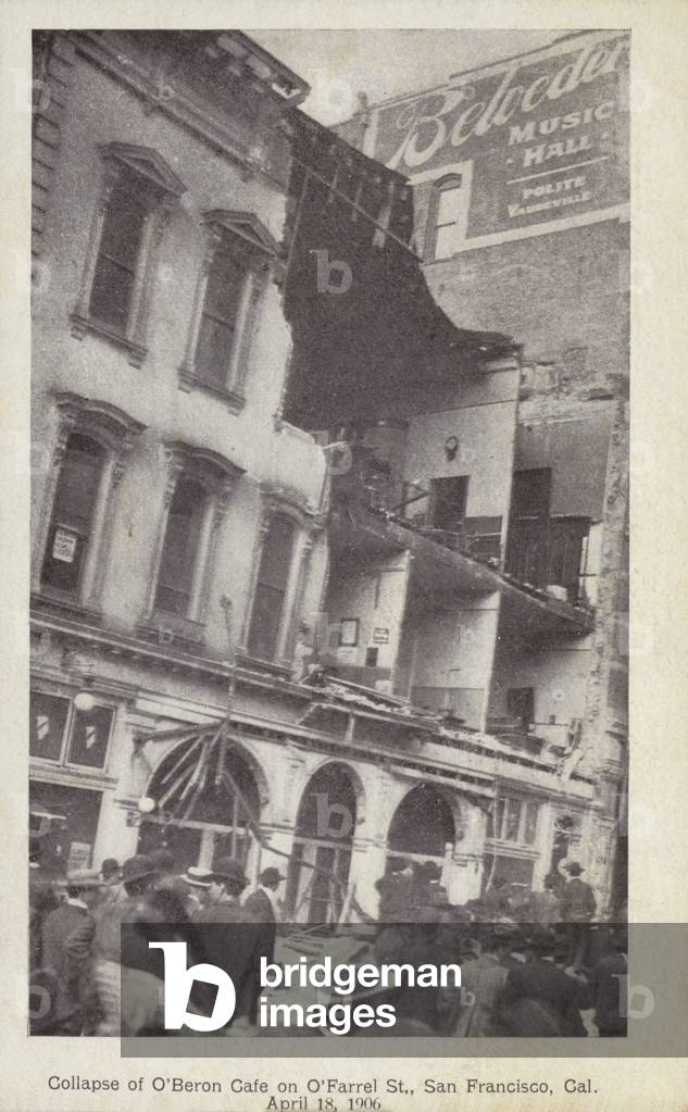Aftermath of the 1906 San Francisco earthquake (b/w photo)