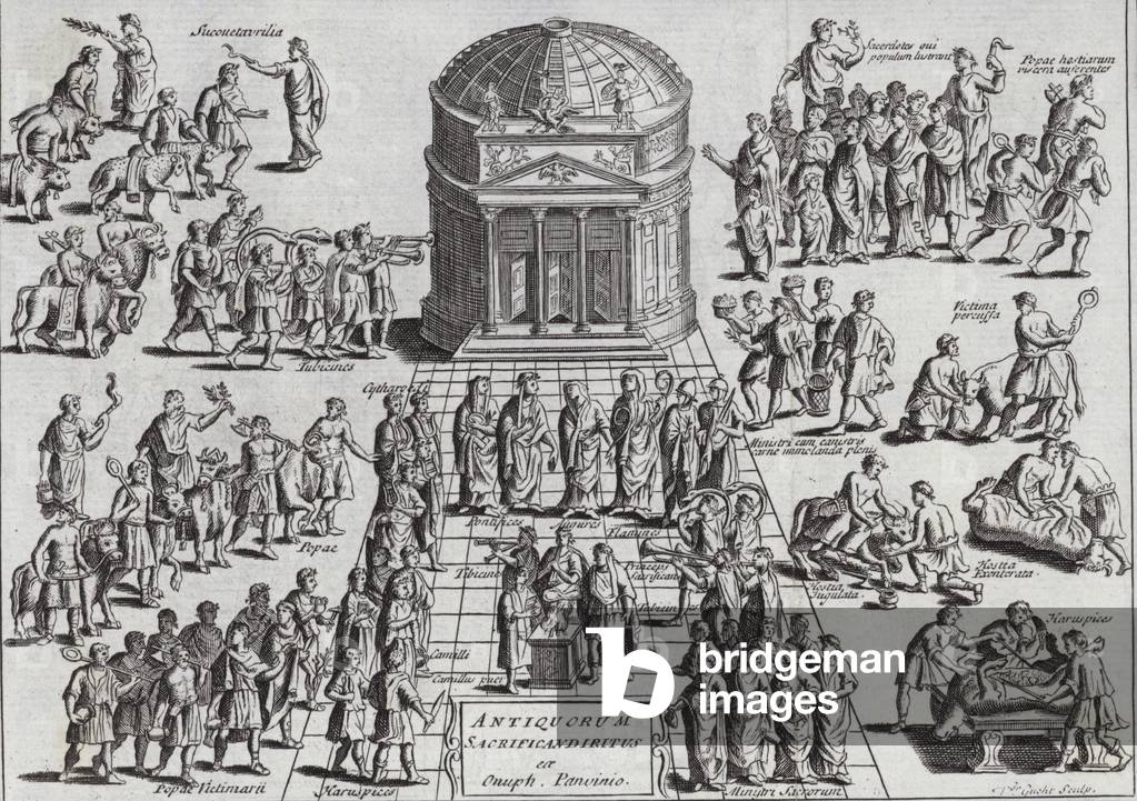 Ancient Roman sacrifice (engraving)