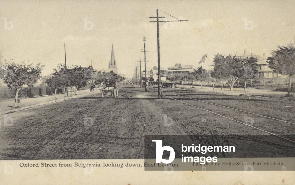 Postcard depicting Oxford Street from Belgravia (b/w photo)