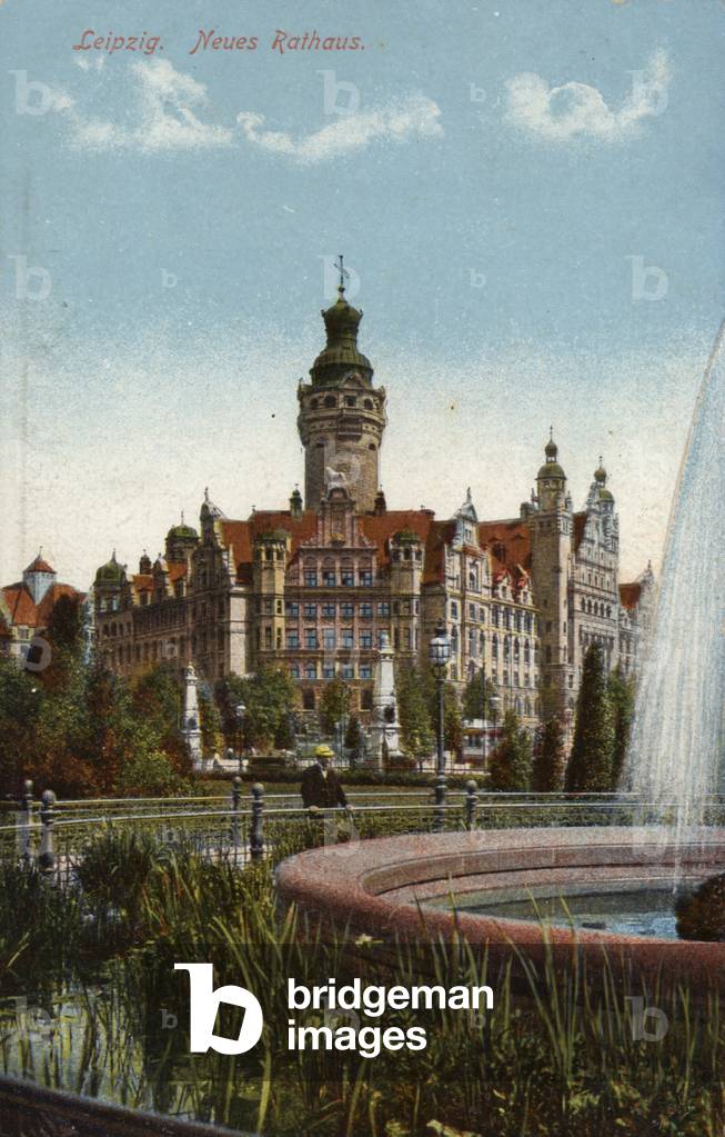Postcard depicting the town hall in Leipzig (photo)