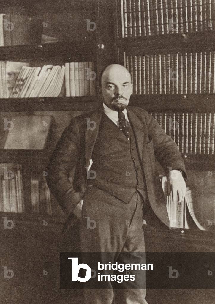 Lenin in his study in the Kremlin, Moscow, October 1918 (b/w photo)
