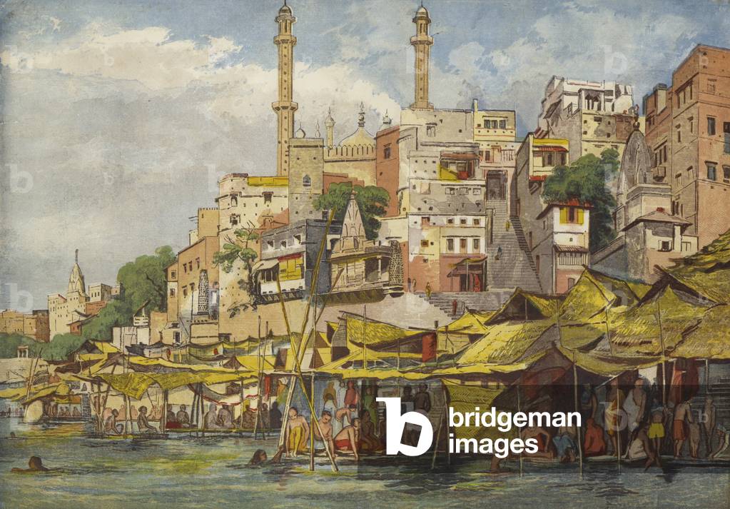 Benares, India (coloured engraving)