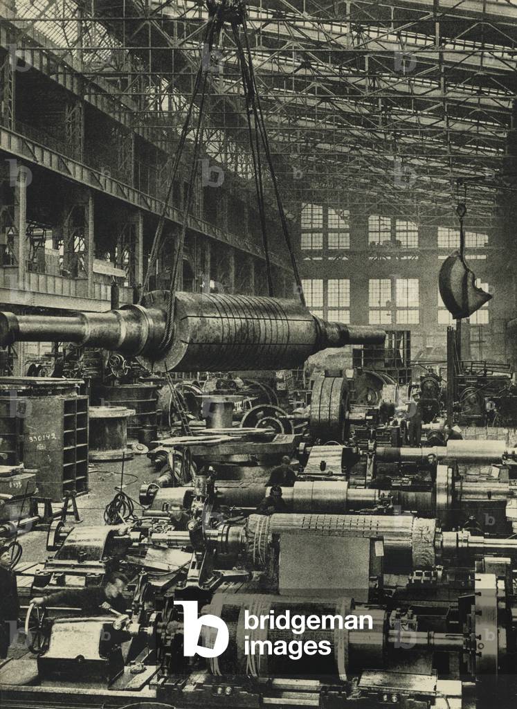 Rotor production in a Soviet factory, USSR, 1930 (b/w photo)