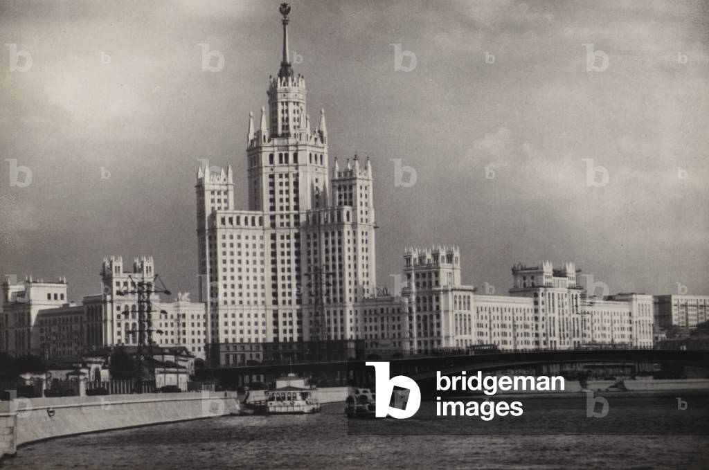 Kotelnicheskaya Embankment Building, Moscow, USSR, 1957 (b/w photo)