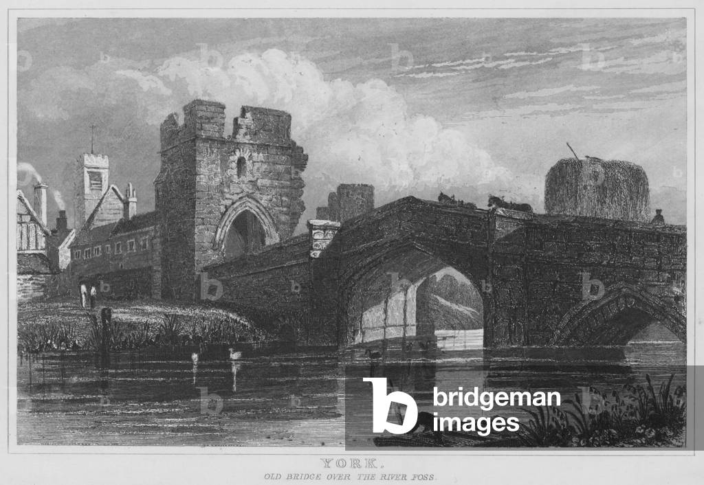York, Old Bridge over the River Foss (engraving)