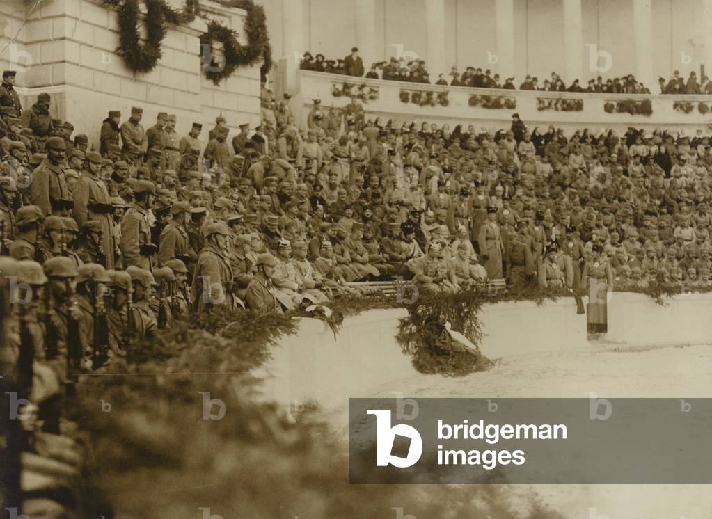 Kaiser Wilhelm II, General Field Marshal von Mackensen and the high command of the German army during World War I, 1914-1918 (b/w photo)