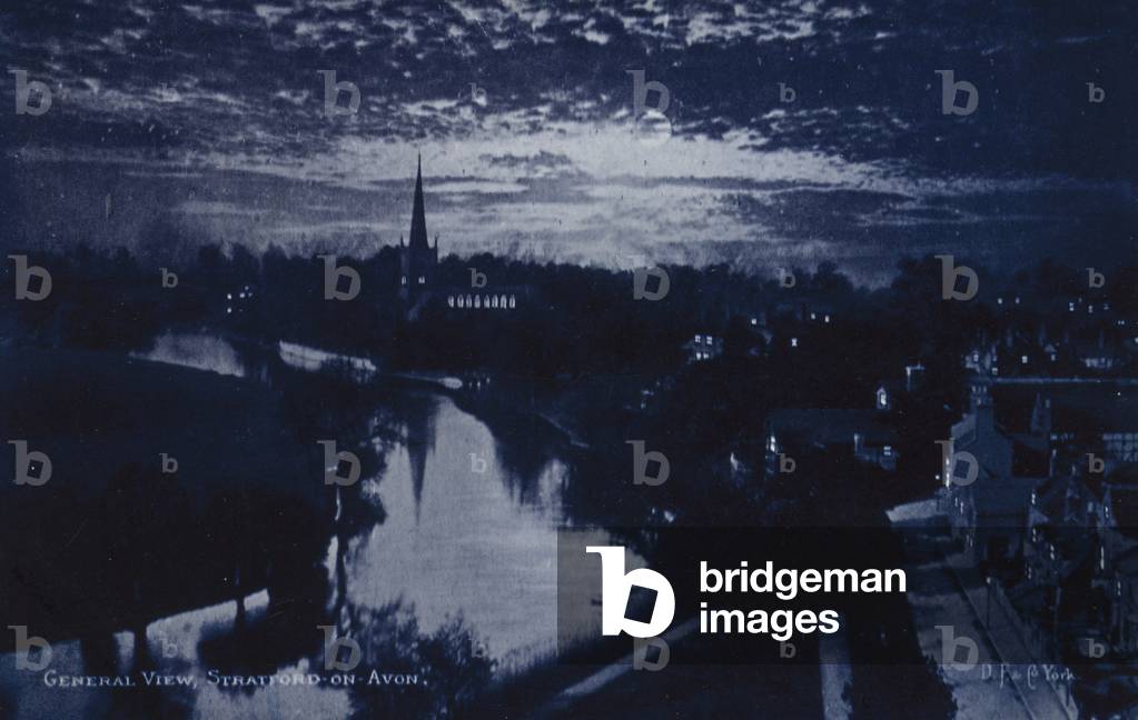 General view, Stratford-on-Avon, Warwickshire (b/w photo)