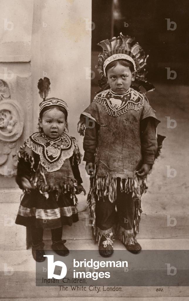 Indian Children, The White City, London (b/w photo)