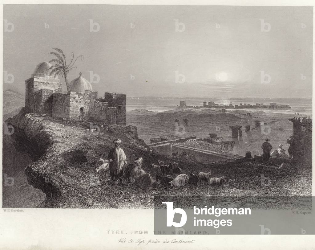 Tyre from the mainland (engraving)