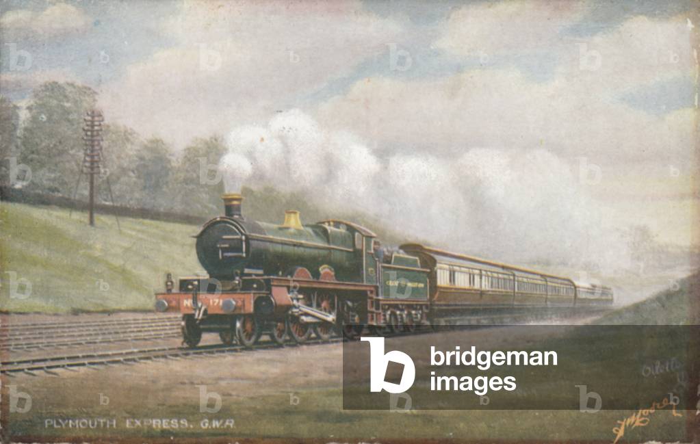 Great Western Railway Plymouth Express train (colour litho)