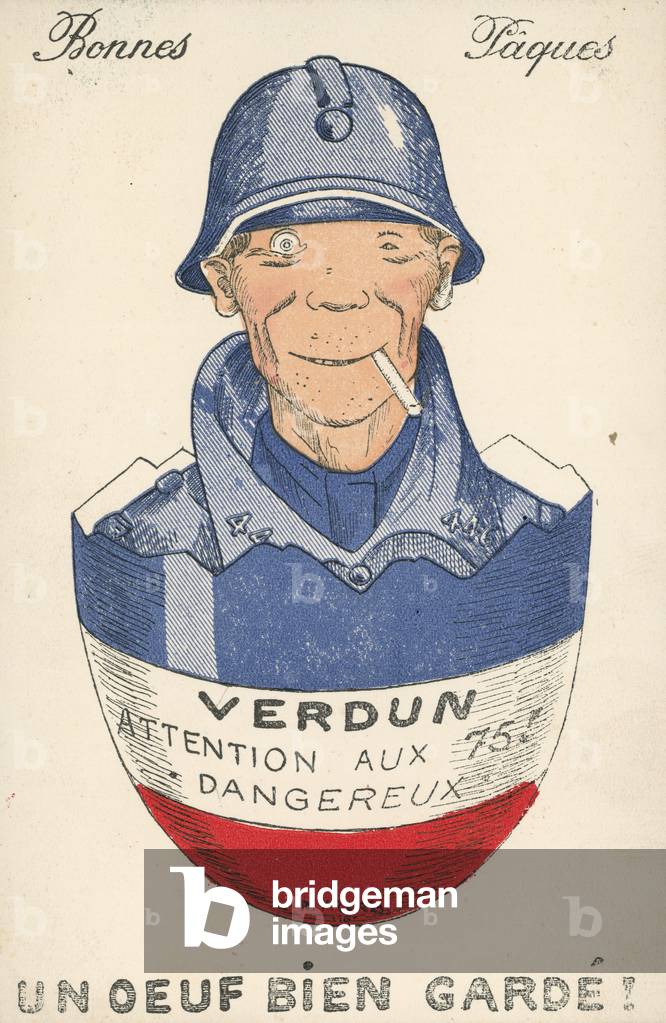 French First World War Easter greetings card, 1916 (colour litho)