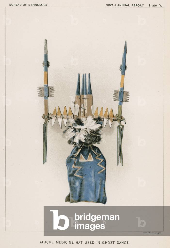 Apache Medicine Hat used in Ghost Dance (colour litho)