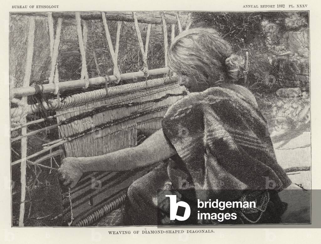 Weaving of diamond-shaped diagonals (engraving)