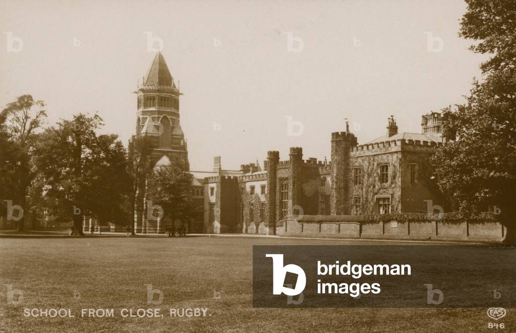 School from Close, Rugby (b/w photo)