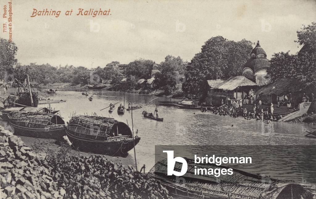 Bathing at Kalighat (b/w photo)