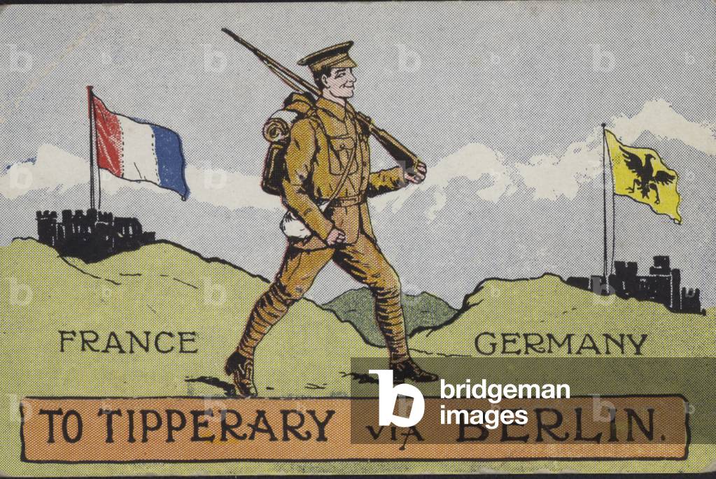 To Tipperary via Berlin, British First World War propaganda postcard (colour litho)