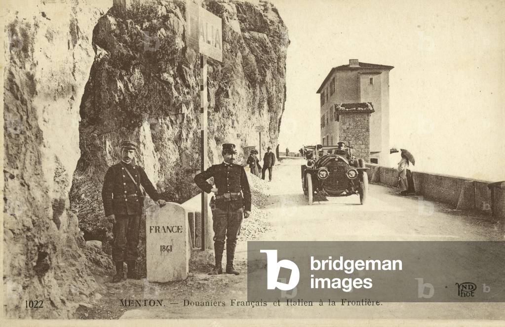 French-Italian Border, Menton (b/w photo)