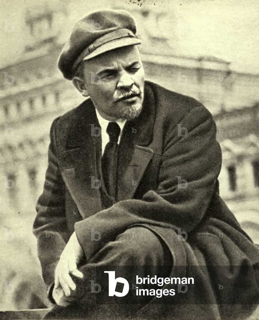 Lenin at the parade of Vsevobuch detachments, Moscow, 25 May 1919 (b/w photo)
