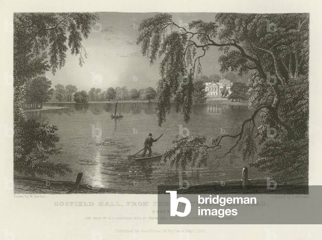 Gosfield Hall, from the Weathersfield Road, Essex, the Seat of E G Barnard, Esquire (engraving)