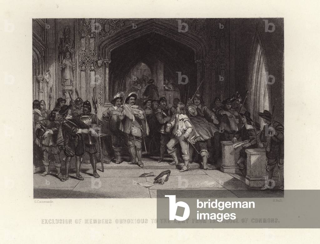 Exclusion of Members Obnoxious to the Army from the House of Commons. (engraving)