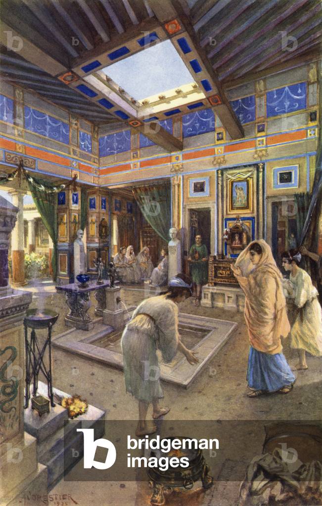 Domestic life of the ancient Romans (colour litho)