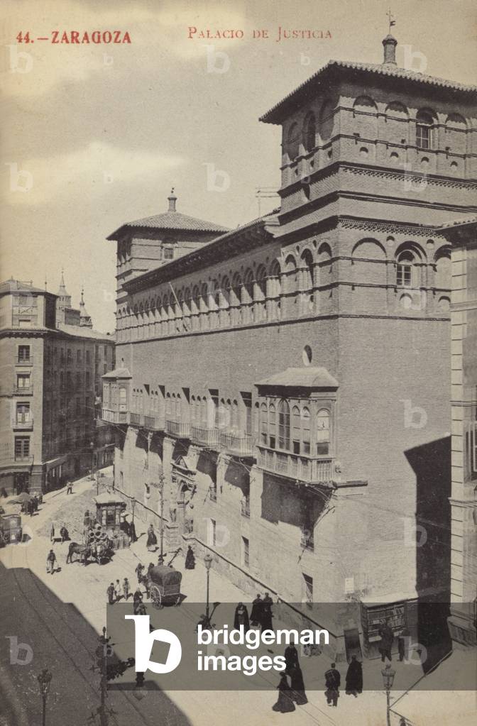Palace of Justice, Zaragoza, Spain (b/w photo)