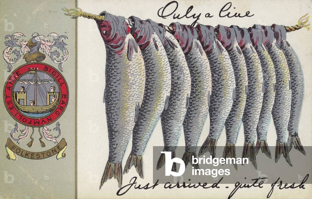 Fresh fish of Folkstone (colour litho)