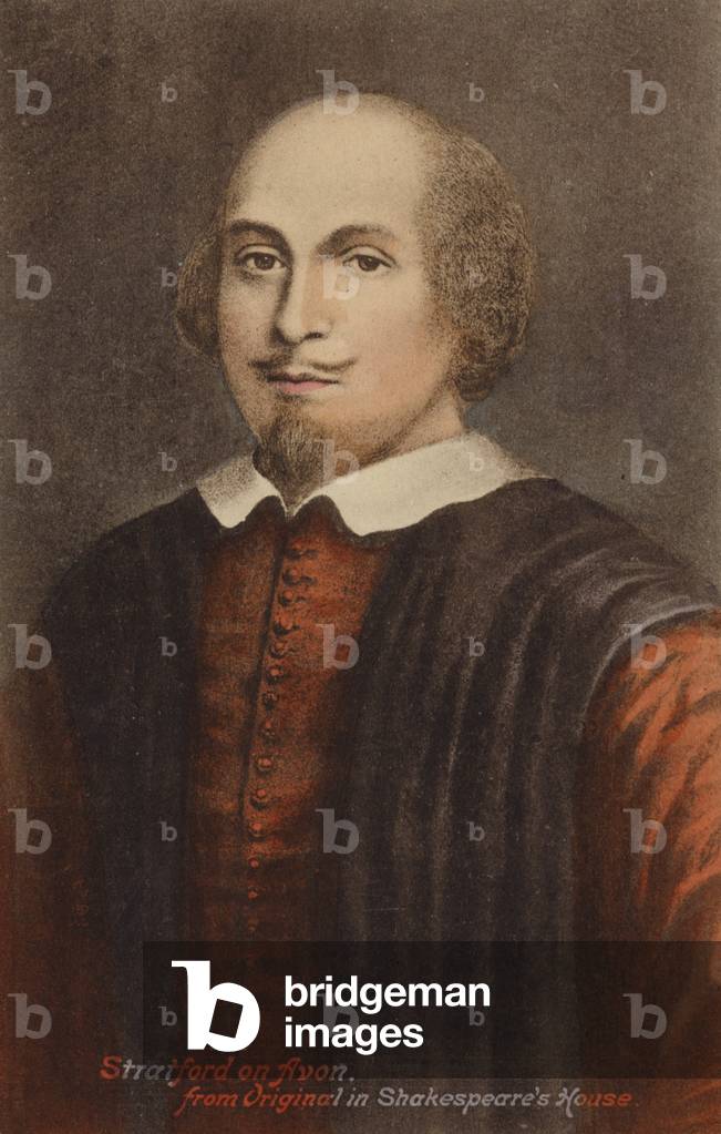 William Shakespeare (c1564-1616), English playwright and poet (colour litho)