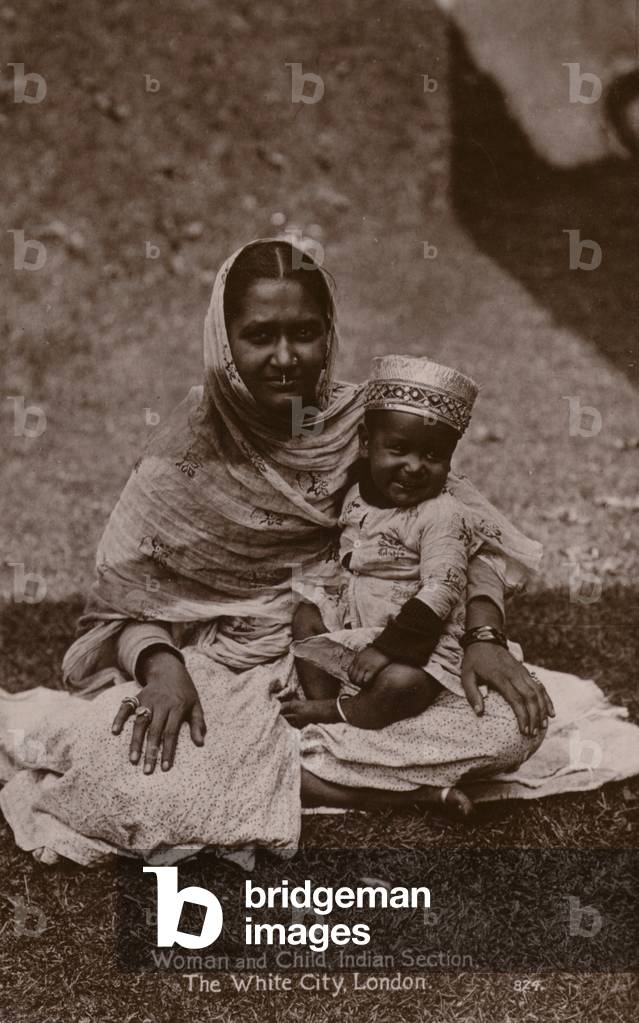 Woman and Child, Indian Section, The White City, London (b/w photo)