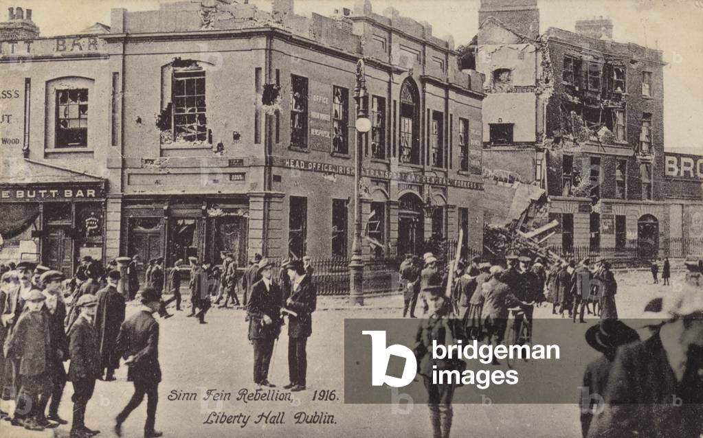Damage to Liberty Hall, Dublin, Easter Rising, 1916 (b/w photo)