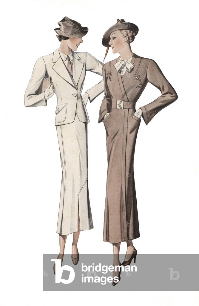 Female fashions, 1935 (colour lithograph)