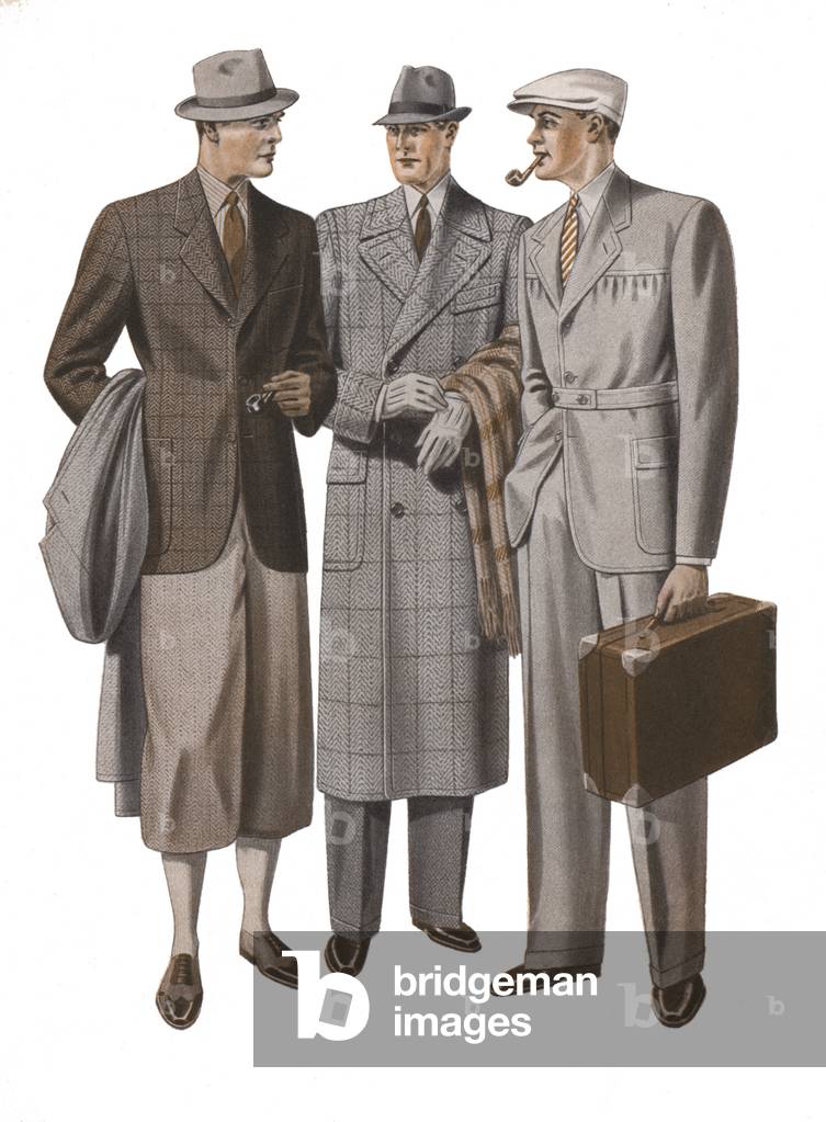 Male fashions, 1945 (colour lithograph)