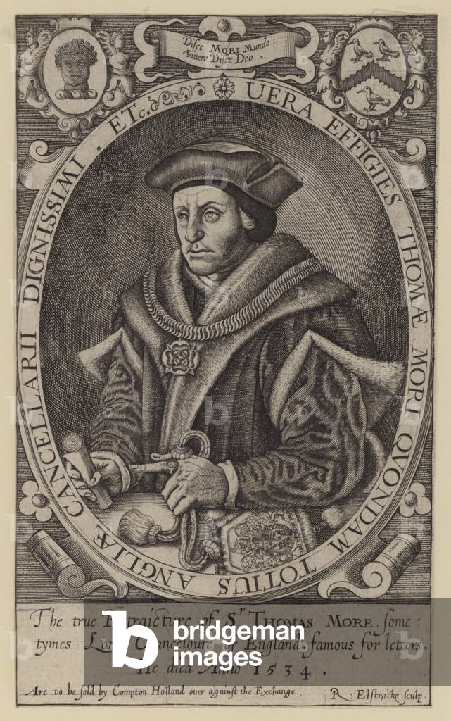 Sir Thomas More, English lawyer, statesman, philosopher and humanist (engraving)