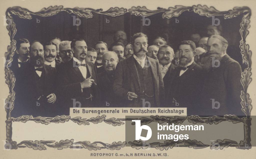 Postcard depicting the Buren generals in the German Reichstag (b/w photo)