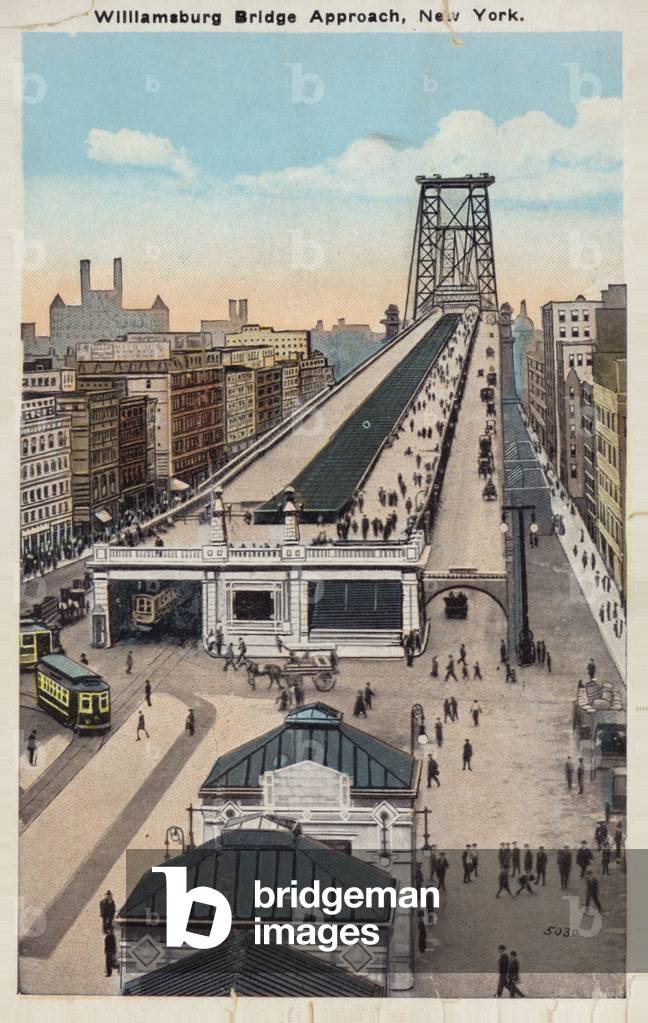 Williamsburg Bridge Approach, New York City, USA (coloured photo)