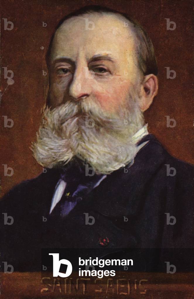 Portrait of Camille Saint-Saens (colour litho)