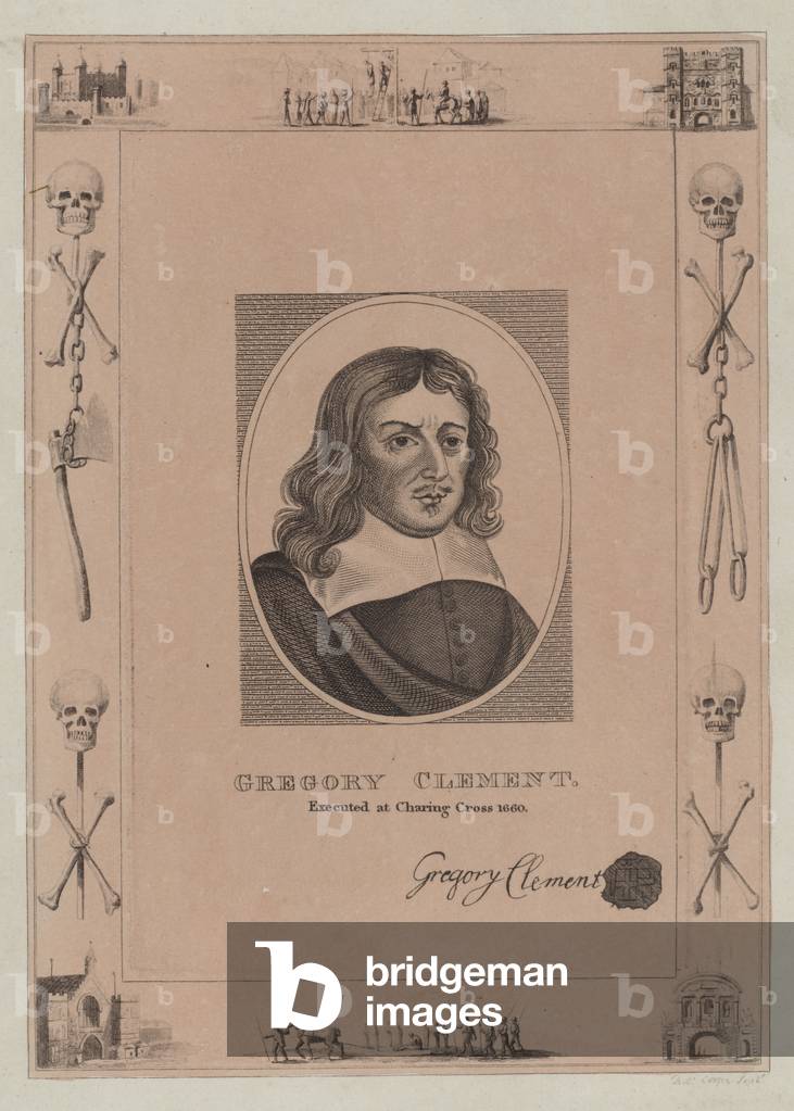 Gregory Clement, executed at Charing Cross 1660 (engraving)
