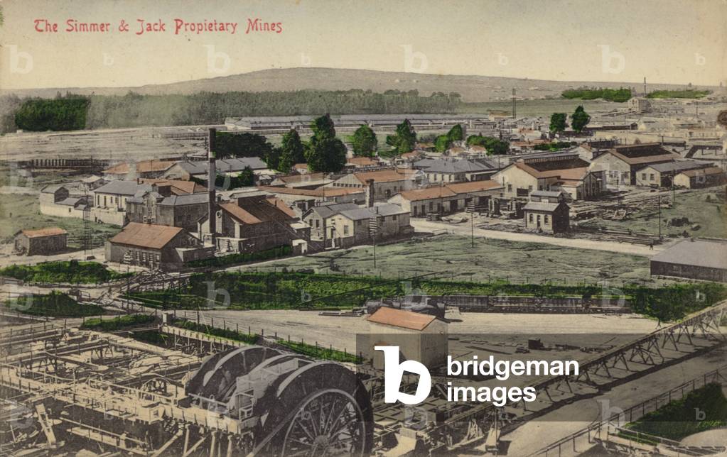 Postcard depicting a ganeral view of the Simmer and Jack Proprietary Mines (photo)