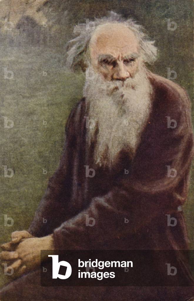 Leo Tolstoy (1828-1910), Russian novelist, short story writer and playwright (colour litho)