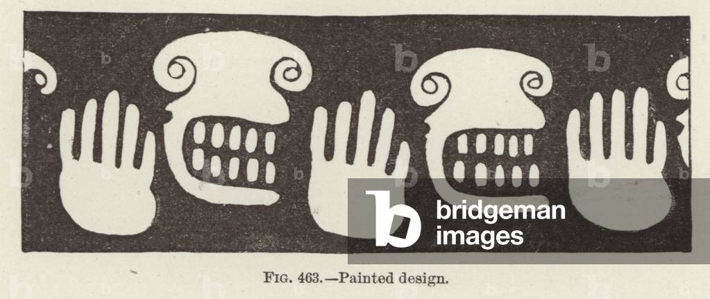 Painted design, hands and faces (engraving)