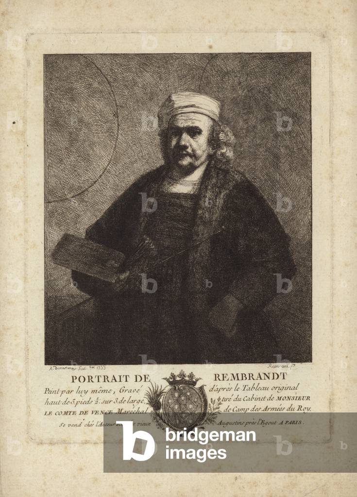 Rembrandt, Self Portrait of the Dutch painter and etcher (etching)