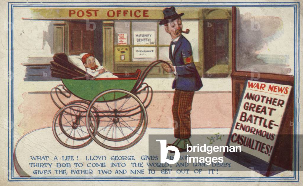 Political cartoon, World War I (colour litho)